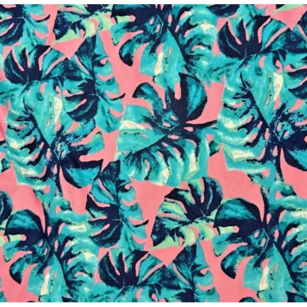 Dot Smile Girls 8‎ 10 Pink Leaves Teal Green Palm Ballerina Twirl Dress Tropical
